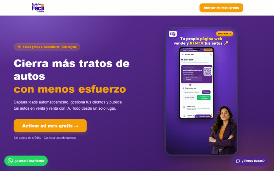 Plataforma tuautofacil.online para asesores de autos